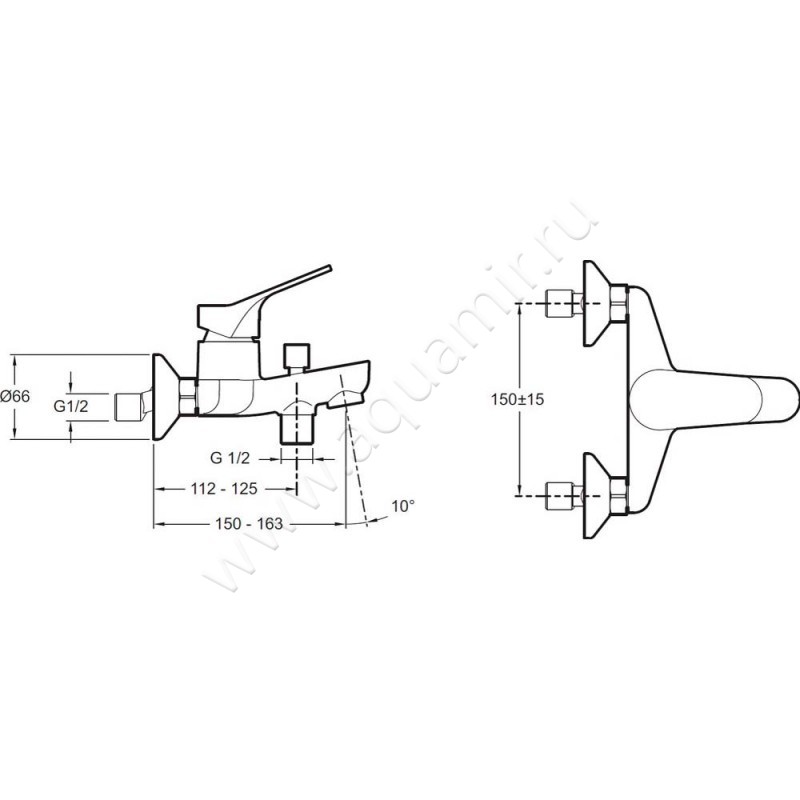 Смеситель для ванны Jacob Delafon Brive E75766CP размеры