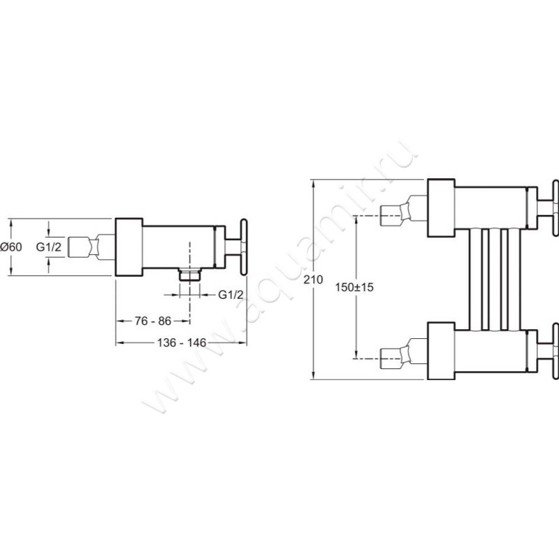 Смеситель для душа Jacob Delafon Nouvelle Vague E78344BLV размеры