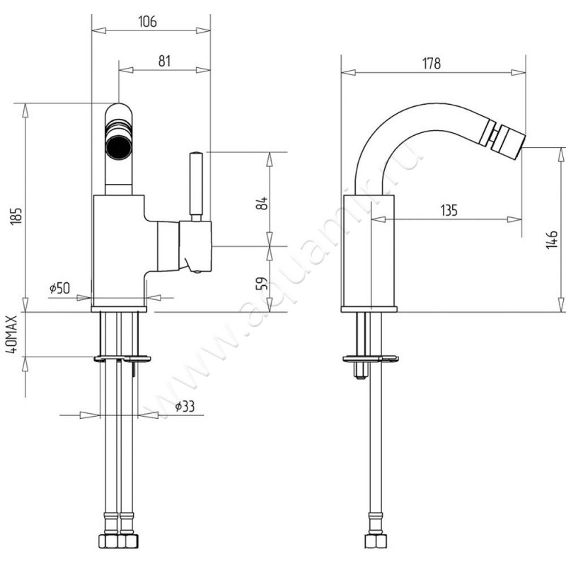 Смеситель для биде Migliore Fortis 18646 размеры