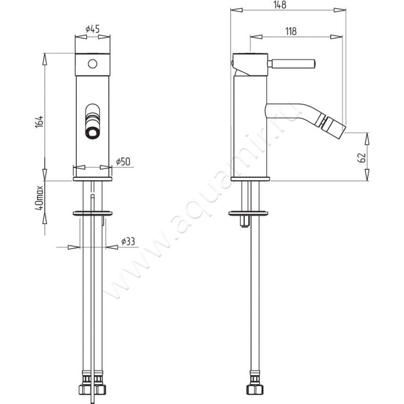 Смеситель для биде Migliore Fortis 30460 размеры