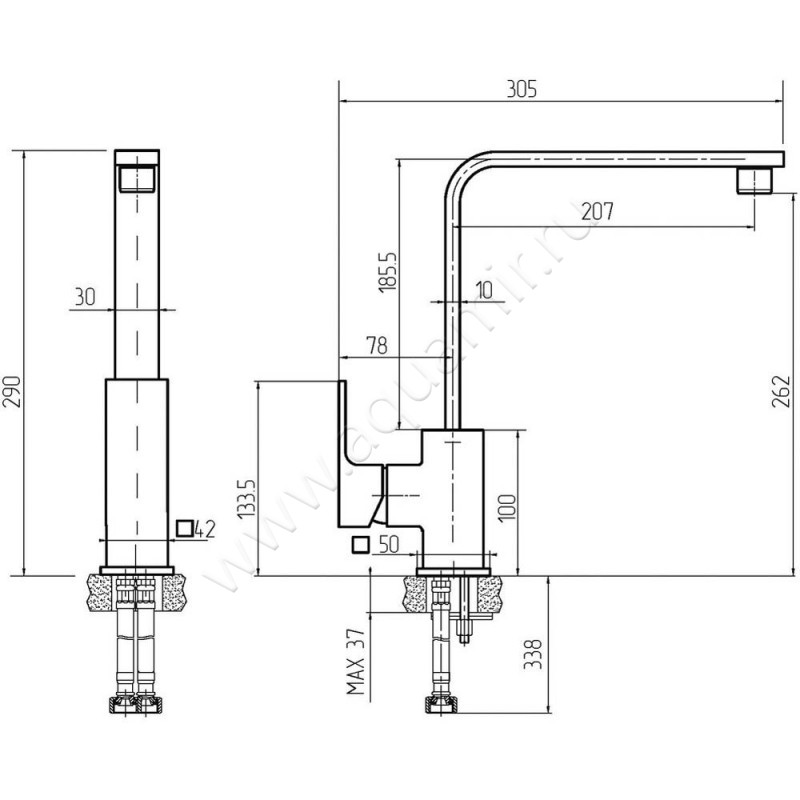 Смеситель для кухни Migliore Kvant 26096 размеры