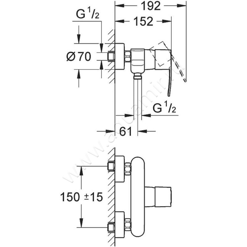 Смеситель для душа Grohe Wave Cosmopolitan 23208000 размеры