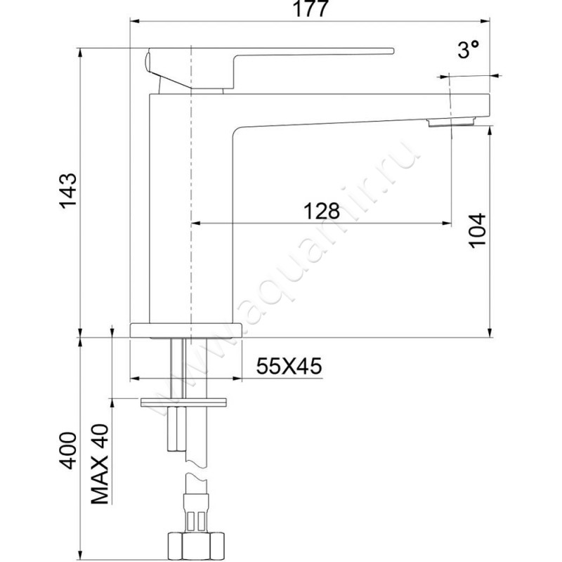 Смеситель для раковины Webert Pegaso PE830102794SSE размеры