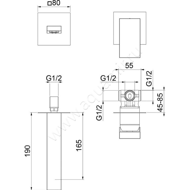 Смеситель для раковины Webert Pegaso PE830606015 размеры