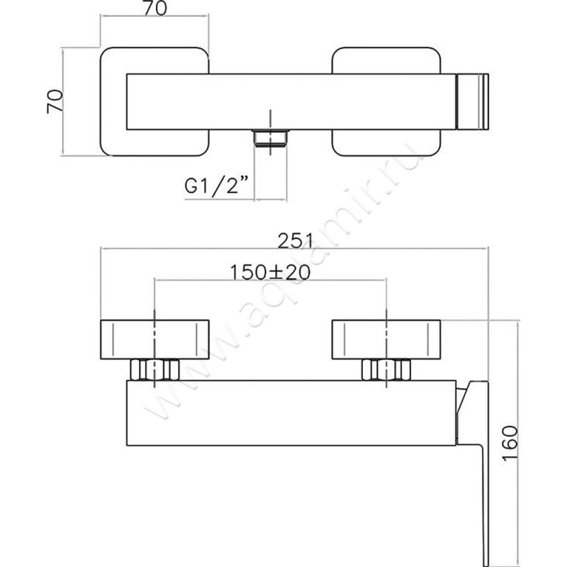 Смеситель для душа Webert Pegaso PE870101740 размеры