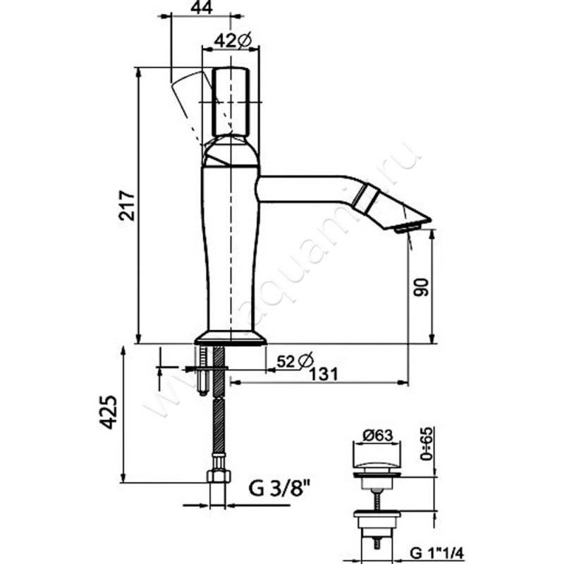 Смеситель для раковины Webert Opera OA830102015 размеры