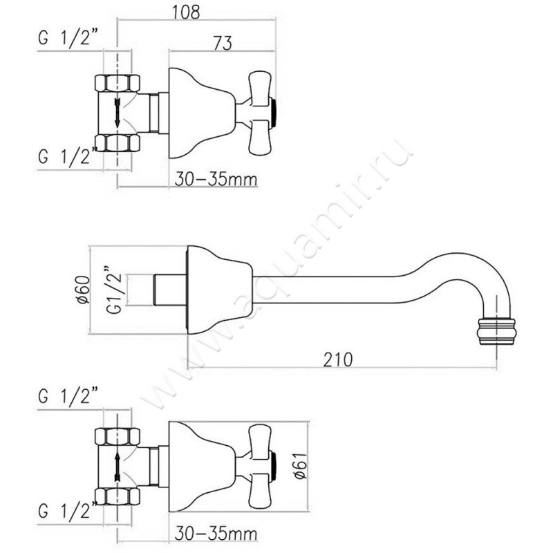 Смеситель для раковины Webert Armony AM750404060 размеры