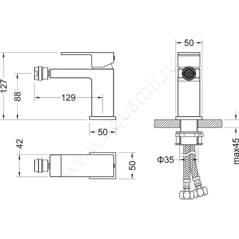 Смеситель для биде Timo Selene 206217F размеры