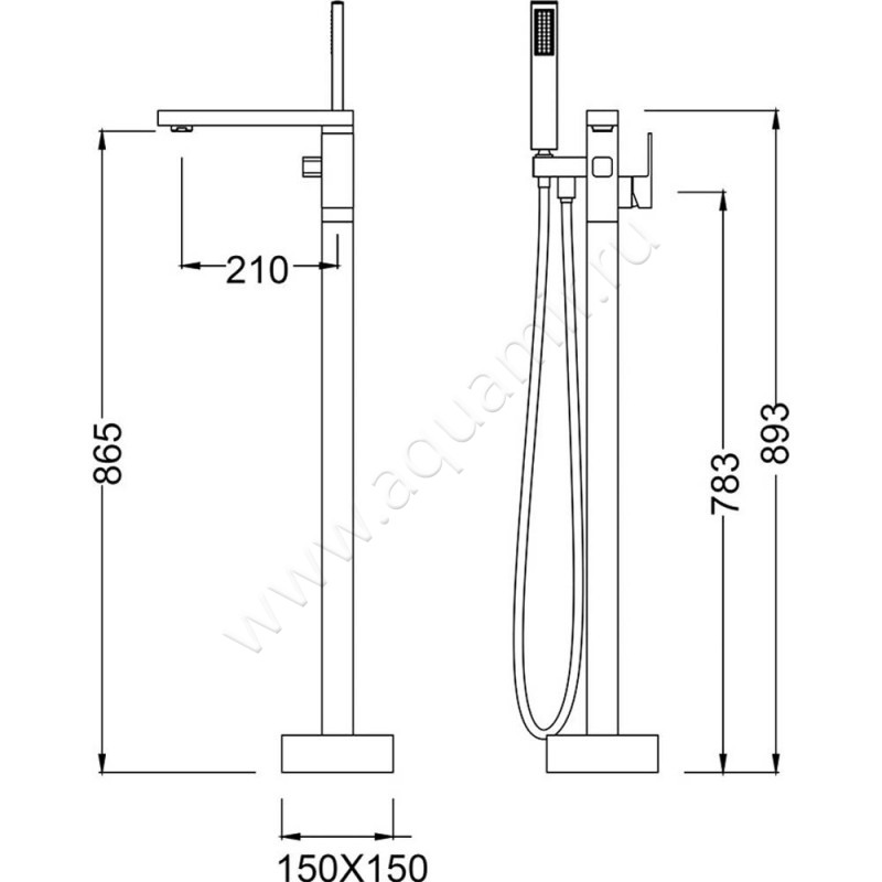 Напольный смеситель для ванны Timo Selene 220003YCR размеры