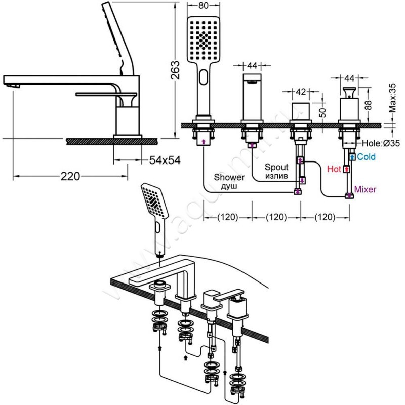 Смеситель на борт ванны Timo Torne 433000Y размеры