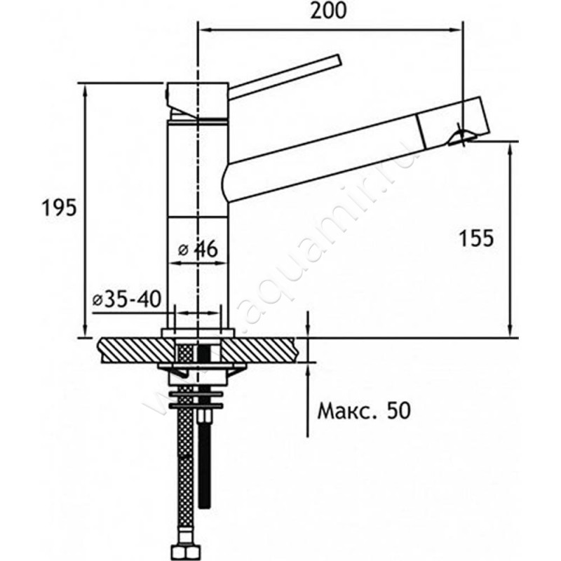 Смеситель для кухни Timo Saona 2303FSANDY размеры