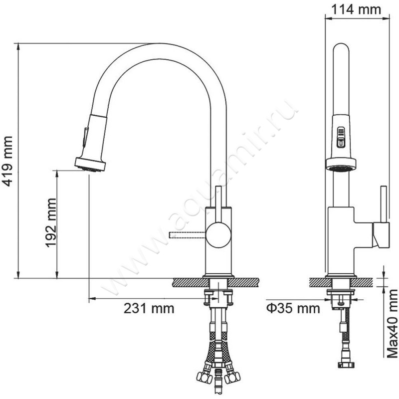 Смеситель для кухни Timo Saona 231600FL размеры