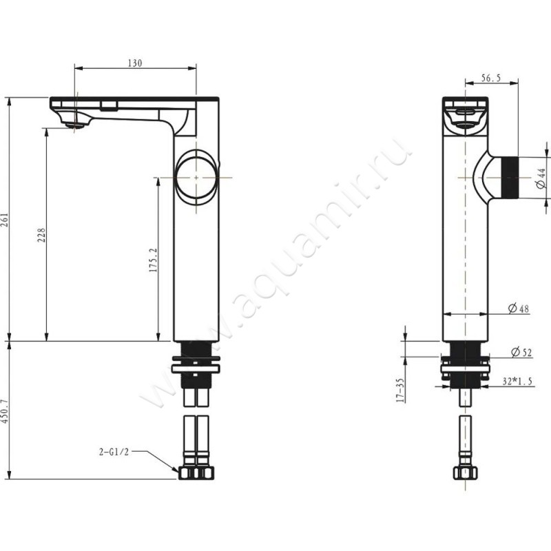 Смеситель для раковины Berges Wasserhaus Morans 076004 размеры