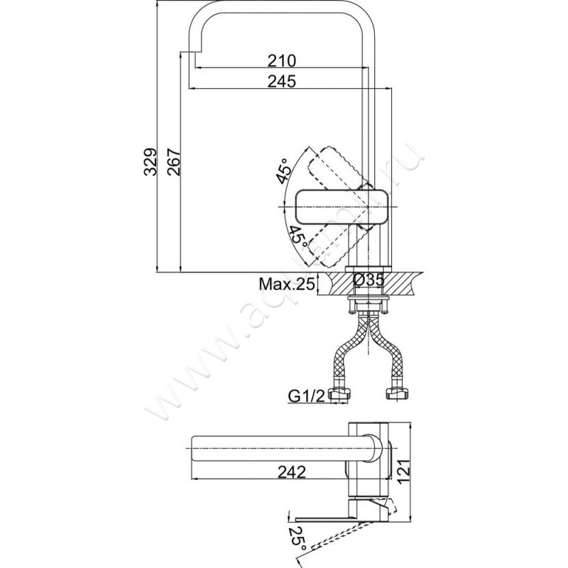 Смеситель для кухни D&K Altportel Rhein DA1332401 размеры