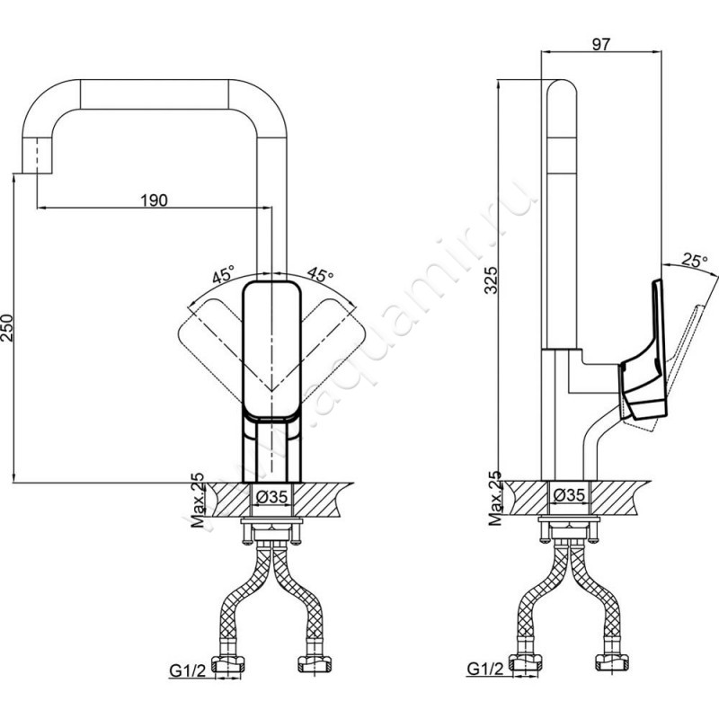 Смеситель для кухни D&K Berlin Touro DA1432483 размеры