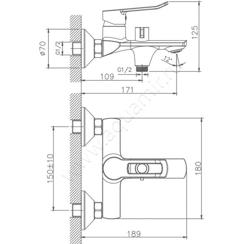 Смеситель для ванны Haiba HB556 HB60556 размеры