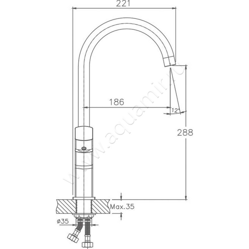 Смеситель для кухни Haiba HB577 HB70577 размеры