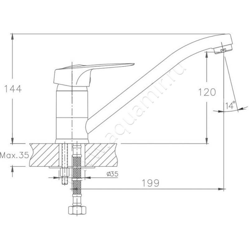 Смеситель для кухни Haiba HB37 HB4837 размеры