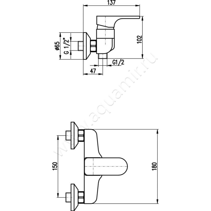 Смеситель для душа Rav Slezak Yukon YU1805 размеры