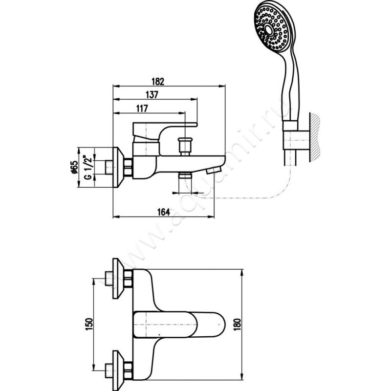 Смеситель для ванны Rav Slezak Yukon YU15451 размеры