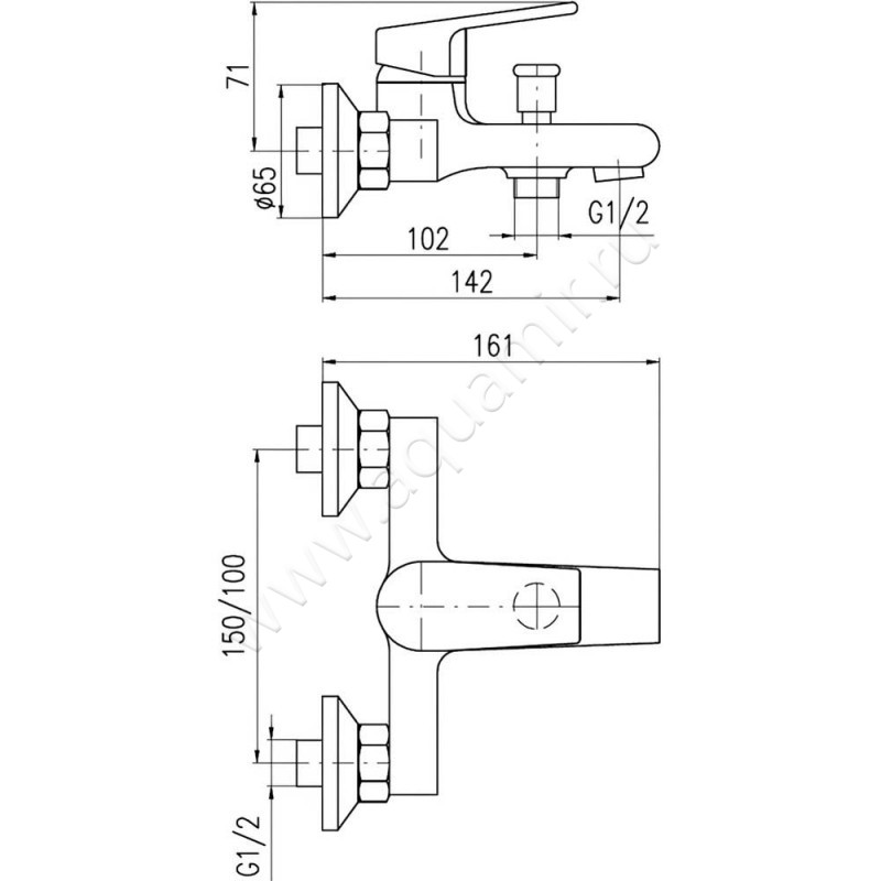 Смеситель для ванны Rav Slezak Colorado CO1545 размеры