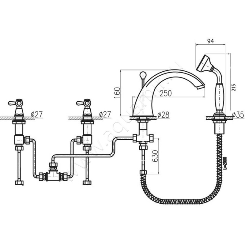 Смеситель на борт ванны Rav Slezak Morava MK4695SSM размеры
