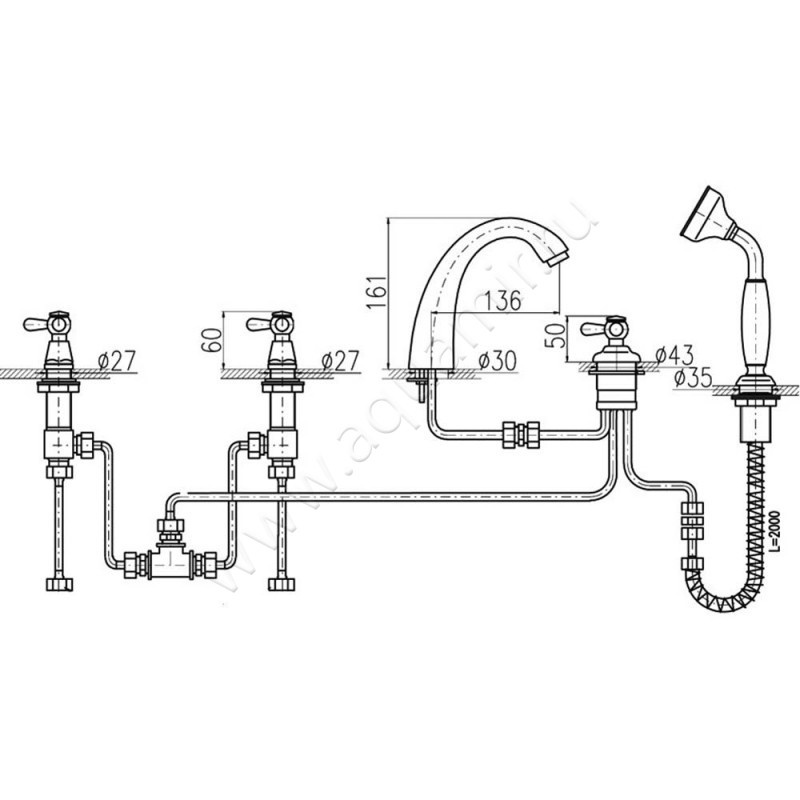 Смеситель на борт ванны Rav Slezak Morava MK4765PSM размеры