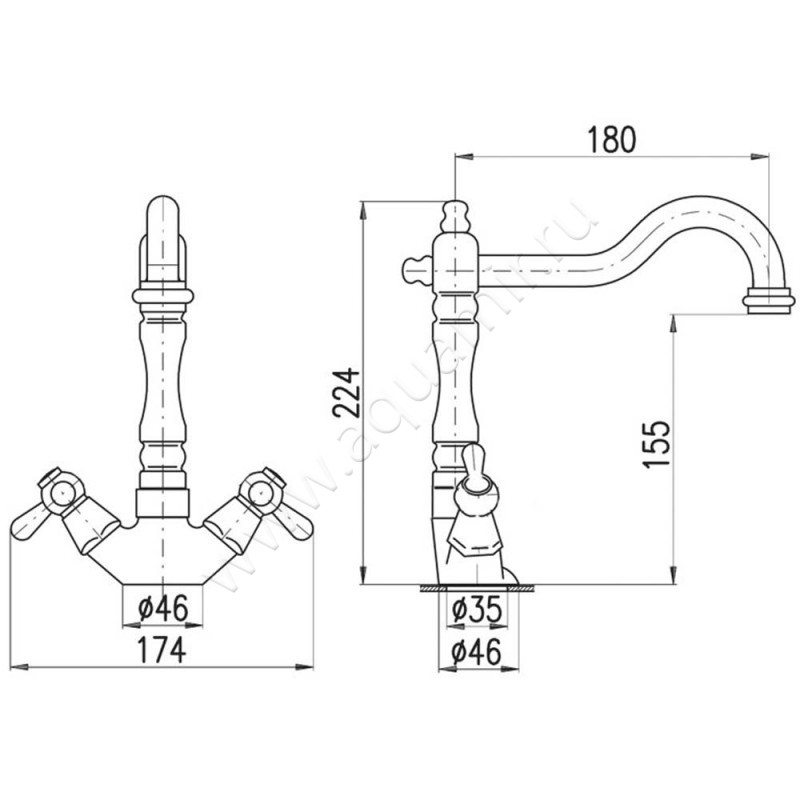 Смеситель для кухни Rav Slezak Morava MK52058SM размеры