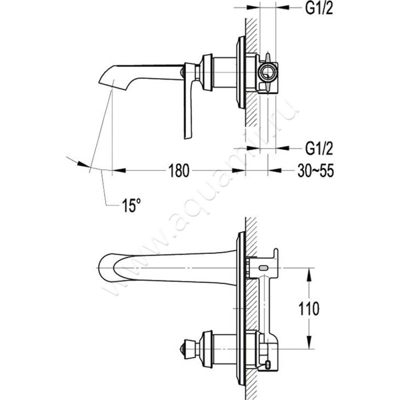 Смеситель для раковины Cezares Liberty LIBERTYFBLI01W0 размеры