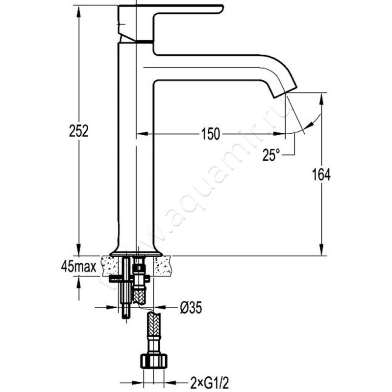 Смеситель для раковины Cezares Eco ECOLCNOPW0 размеры