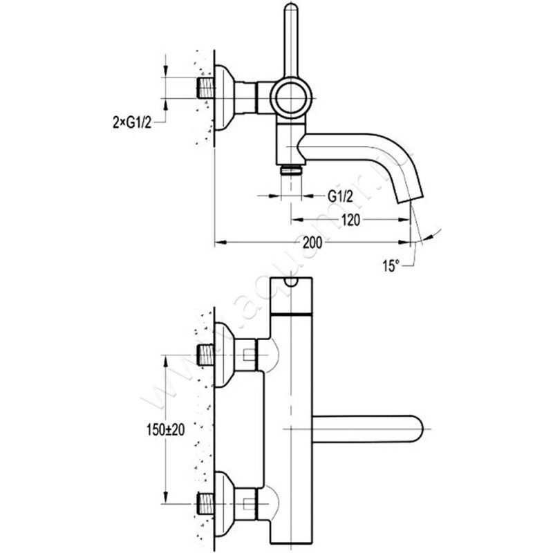 Смеситель для ванны Cezares Eco ECOVD01 размеры