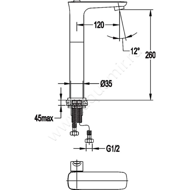 Смеситель для раковины Cezares Tesoro TESOROFLC01W0 размеры
