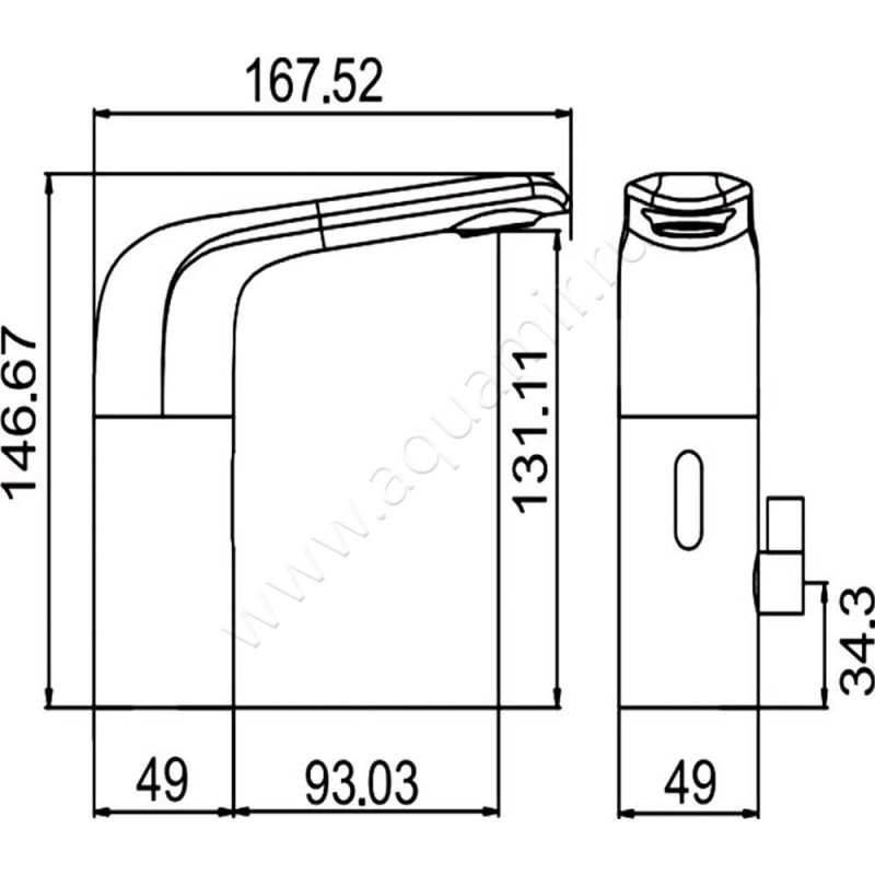 Смеситель для раковины Cezares Vague VAGUEELS01W0 размеры