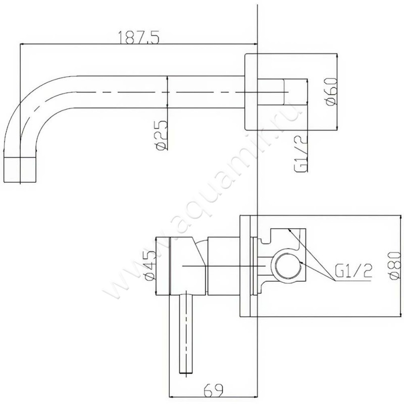 Смеситель для раковины BelBagno Etna ETNBLVM2IN размеры