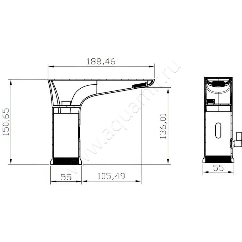 Смеситель для раковины BelBagno Kraft KRAFTELVCRM размеры
