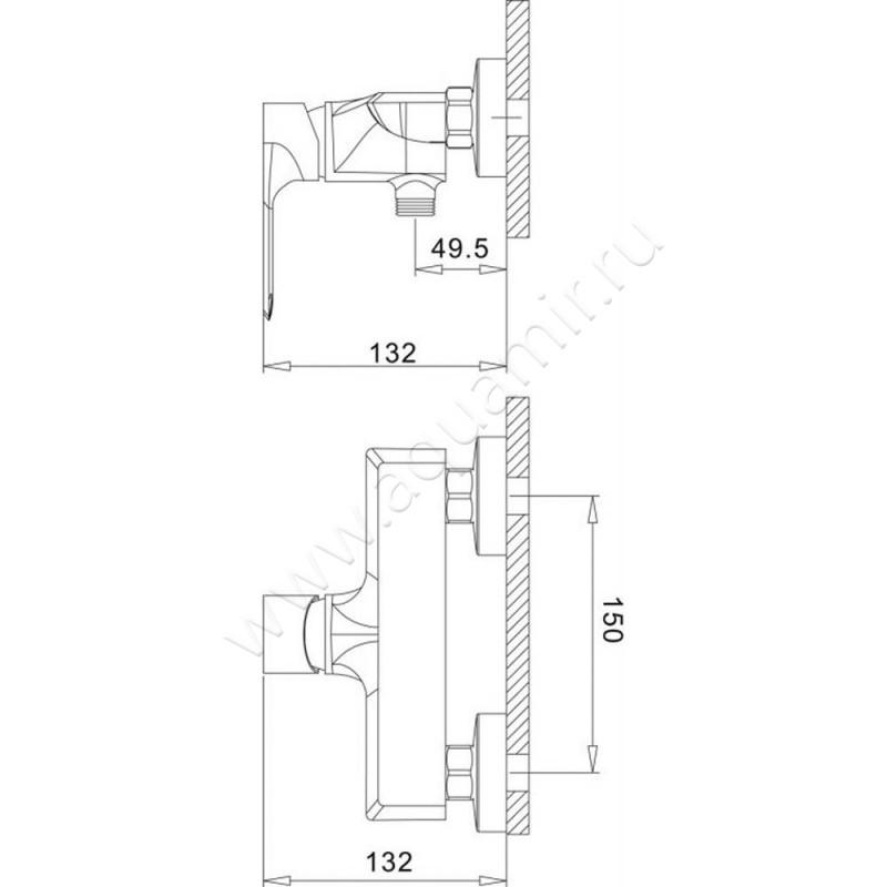 Смеситель для душа BelBagno Bocco BOCESDMCRM размеры