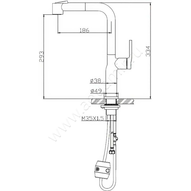 Смеситель для кухни BelBagno BBLAM60NERO размеры