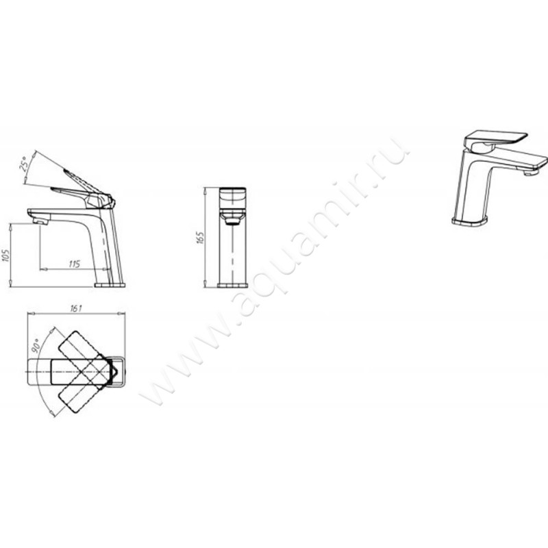 Смеситель для раковины Bravat Frey F1368401CPENG размеры