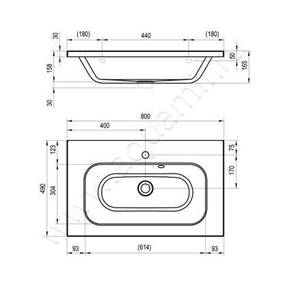 Раковина подвесная Ravak Chrome 800 XJG01180000 размеры