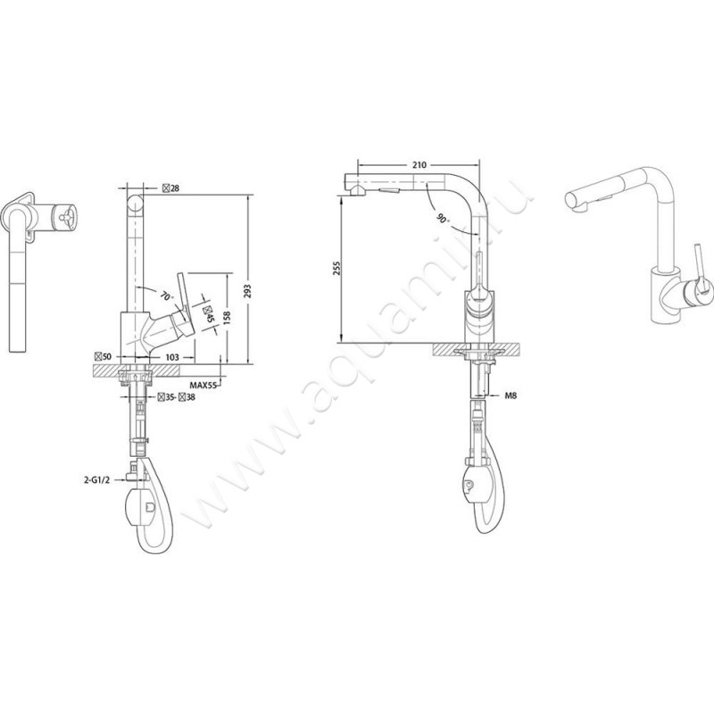Смеситель для кухни Bravat Affability F7172217CP3 размеры