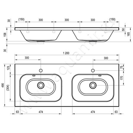 Раковина подвесная Ravak Chrome 1200 XJG01112000 размеры