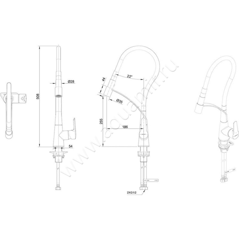 Смеситель для кухни Bravat F7420453CP размеры