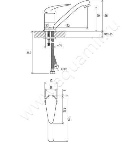 Смеситель для раковины Ravak Suzan X070009 размеры