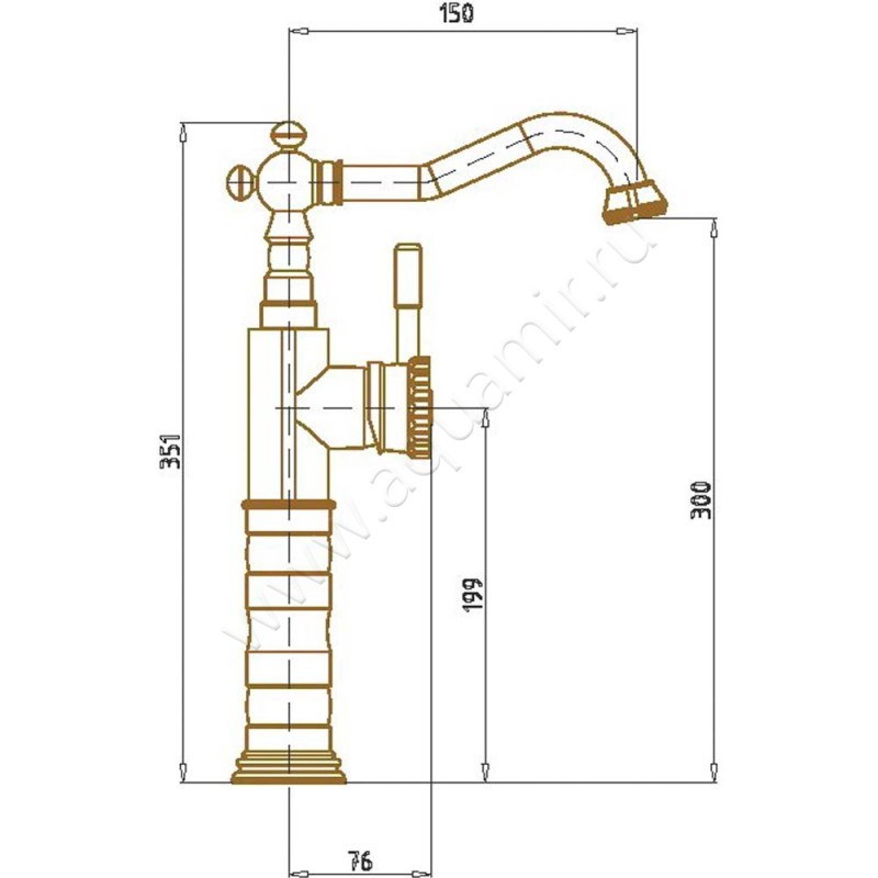 Смеситель для раковины Bronze de Luxe 21888 размеры