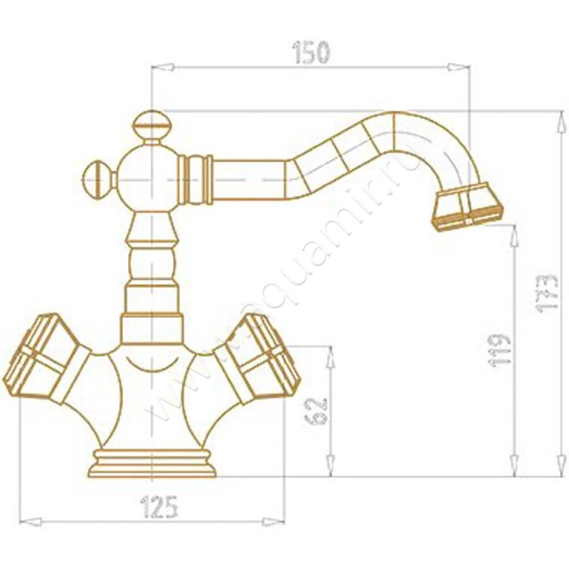 Смеситель для раковины Bronze de Luxe 102181 размеры