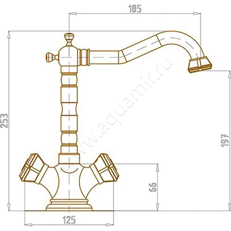 Смеситель для раковины Bronze de Luxe 101051 размеры
