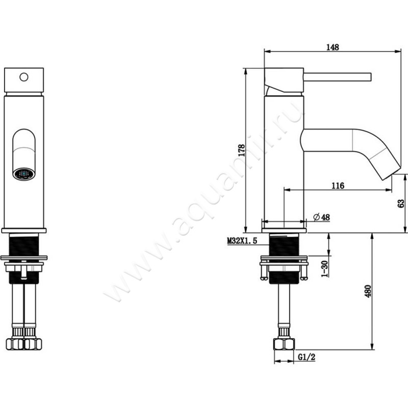 Смеситель для раковины Bronze de Luxe Scandi 1451B размеры