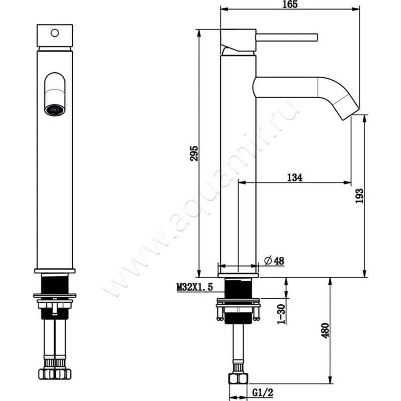 Смеситель для раковины Bronze de Luxe Scandi 1452W размеры
