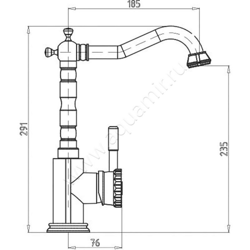 Смеситель для кухни Bronze de Luxe 10107K размеры