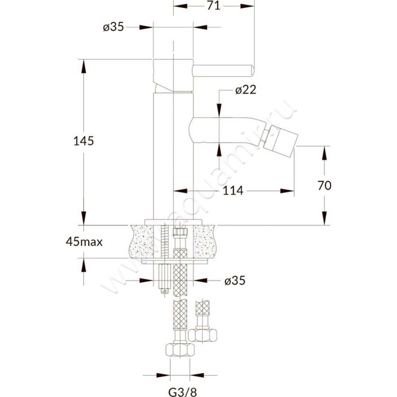 Смеситель для биде Omnires Y Y1220NI размеры